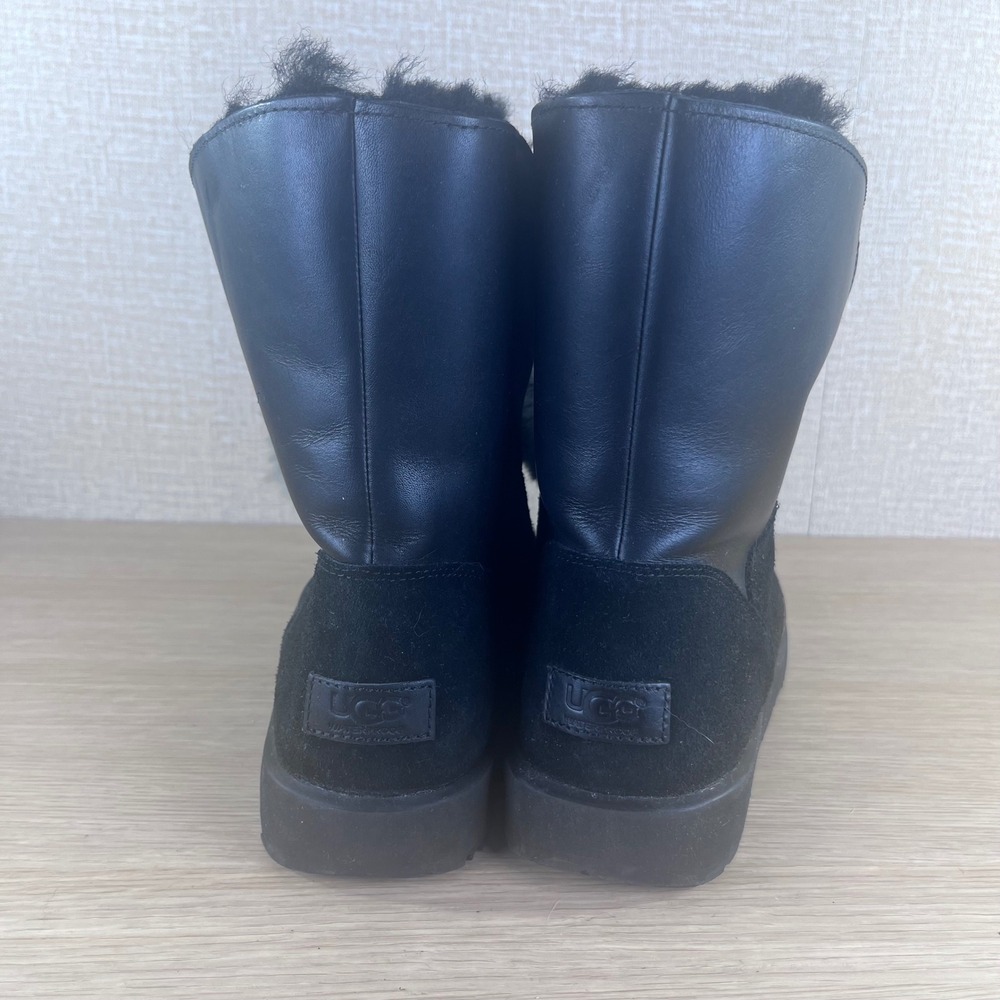 UGG Isadora Black Leather Suede Pom Pom Waterproof Winter Boots Women 11 1018605 - Picture 4 of 11